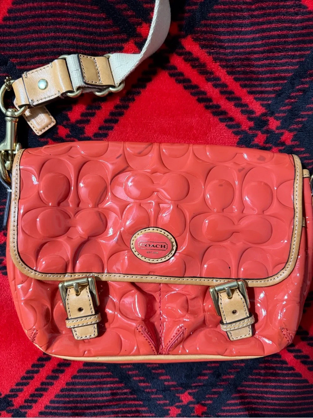 Coach Coral Patent Signature Crossbody Bag - Picture 6 of 10